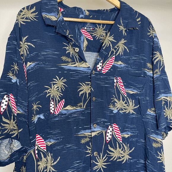 George Hawaiian Shirt Patriotic Palm‎ Trees and Surf Boards Men's 3XL - Picture 2 of 6